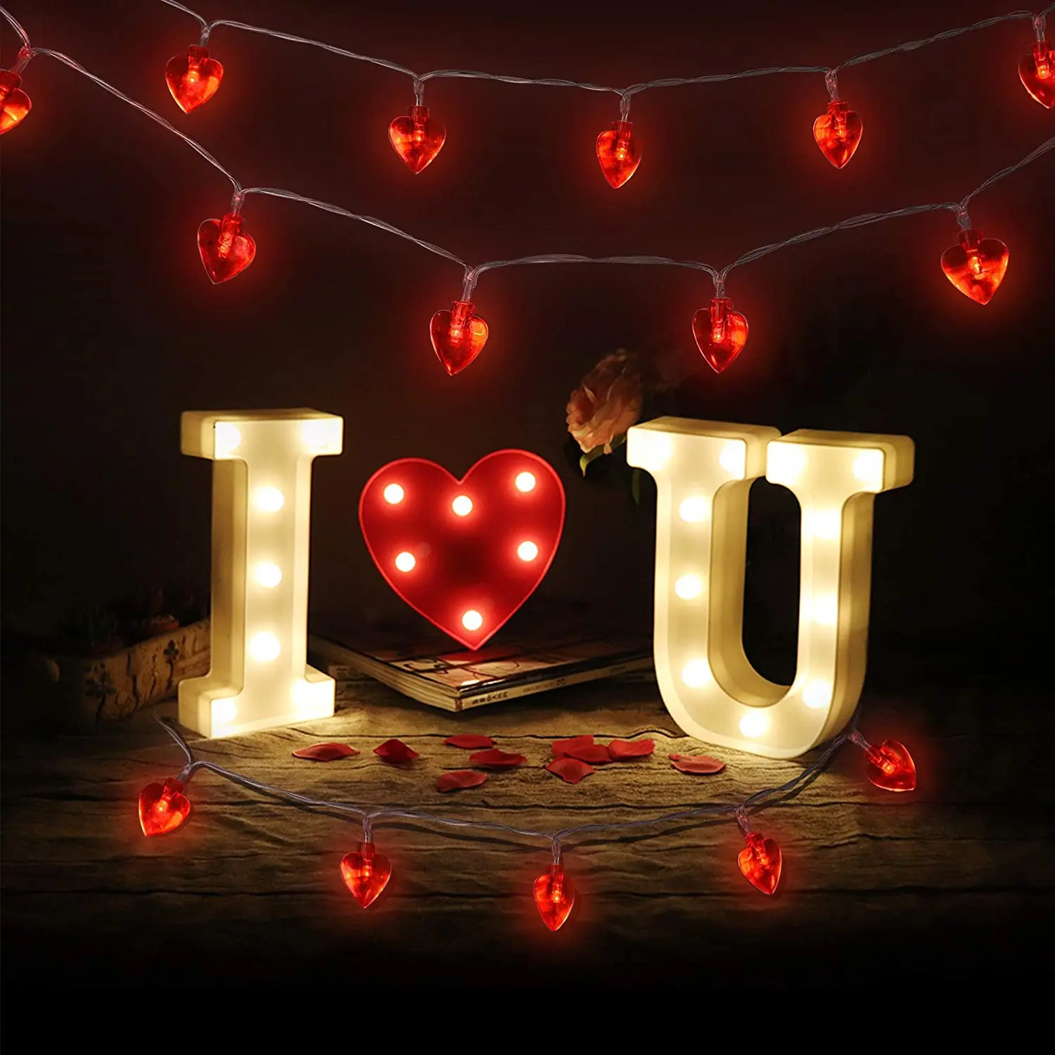 Valentine Lights 5.3m17 Ft 40 LEDs Red Heart Shaped String LED Lights Battery Operated For Valentine's Day, Wedding Supplies New
Valentine Lights 5.3m17 Ft 40 LEDs Red Heart Shaped String LED Lights Battery Operated For Valentine's Day, Wedding Supplies New