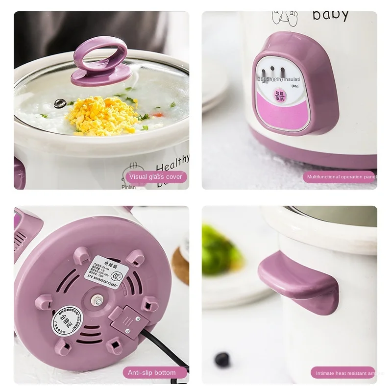 Porridge pot Baby porridge pot stew ceramic small pot electric mini automatic auxiliary pot. 
Porridge pot Baby porridge pot stew ceramic small pot electric mini automatic auxiliary pot.