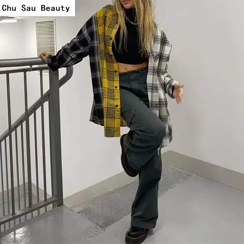 Chu Sau Beauty 2022 New Women Contrast Color Plaid Loose Shirt Spring&Autumn Casual Fashion Single-Breasted Versatile Long Tops
Chu Sau Beauty 2022 New Women Contrast Color Plaid Loose Shirt Spring&Autumn Casual Fashion Single-Breasted Versatile Long Tops