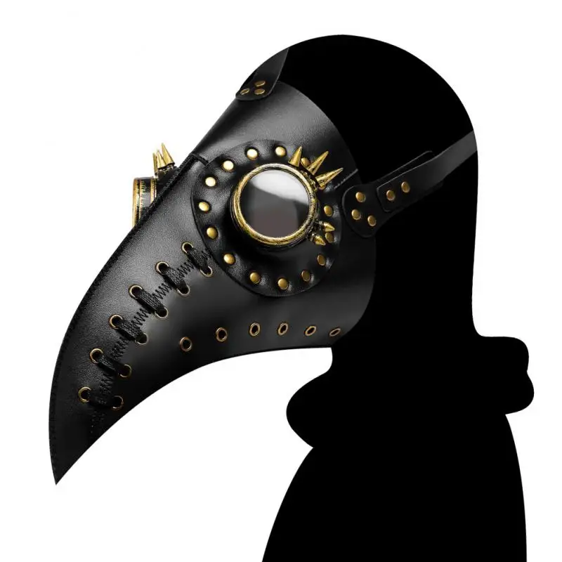

Faux Leather Pu Bird Plague Doctor Cos Headgear Unisex Rivet Nail Goggles Decorative Steampunk Long Beak Mask Halloween Headwear