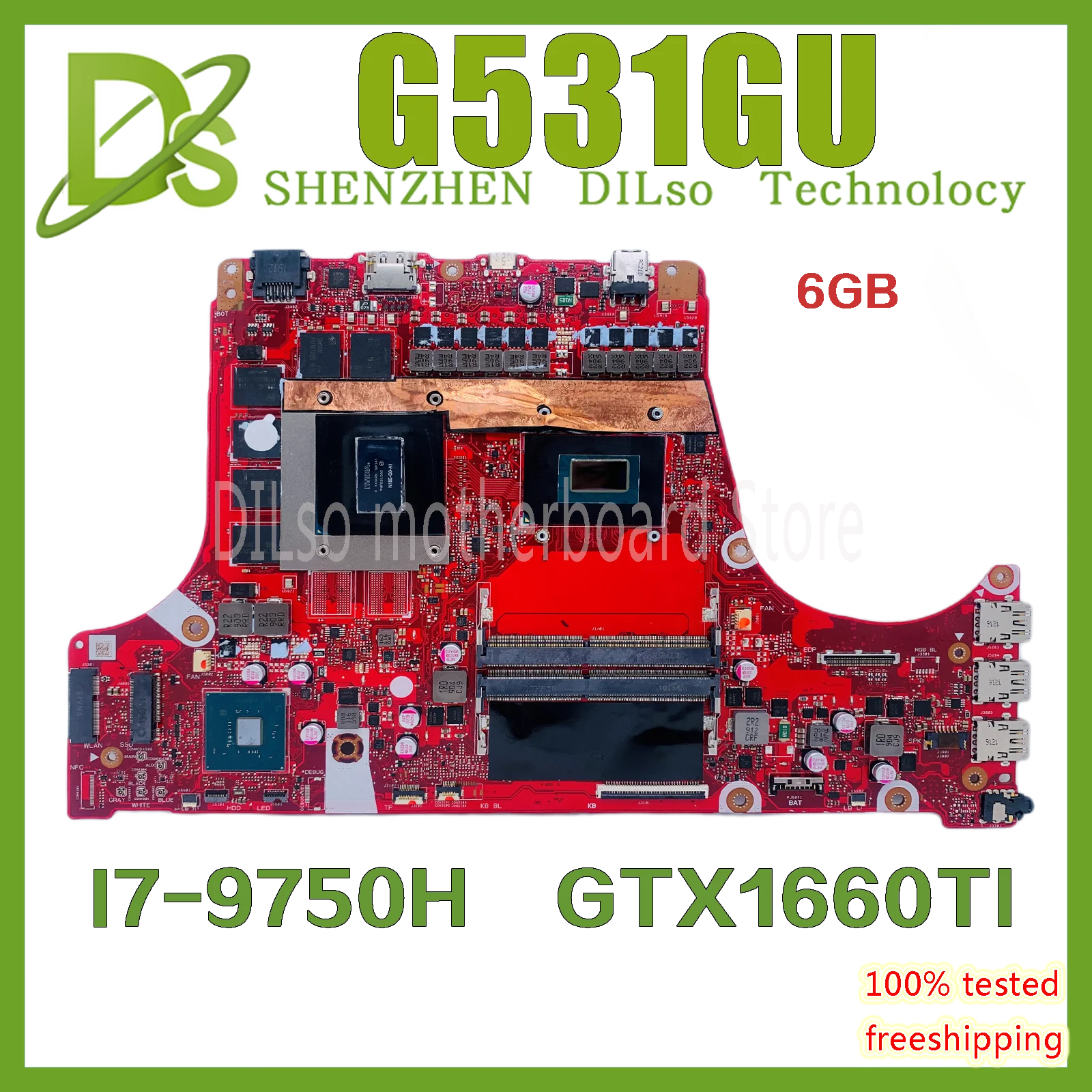 KEFU G531GW Motherboard With I7-9750H GTX1660TI is For ASUS ROG G531GU G531GT G531GV G731GV Notebook Motherboard 100% test OK
KEFU G531GW Motherboard With I7-9750H GTX1660TI is For ASUS ROG G531GU G531GT G531GV G731GV Notebook Motherboard 100% test OK