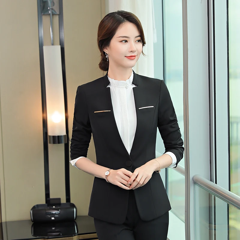 Black professional small suit dress autumn winter long sleeve slim women's wear hotel front desk beauty salon work uniform
Black professional small suit dress autumn winter long sleeve slim women's wear hotel front desk beauty salon work uniform
