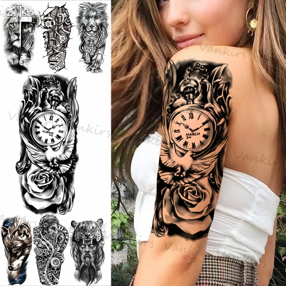 Реалистичный компас, роза, цветок, временные татуировки для женщин, мужчин, Лев, молитва, волк, тигр, этнические искусственные татуировки для...
Реалистичный компас, роза, цветок, временные татуировки для женщин, мужчин, Лев, молитва, волк, тигр, этнические искусственные татуировки для...