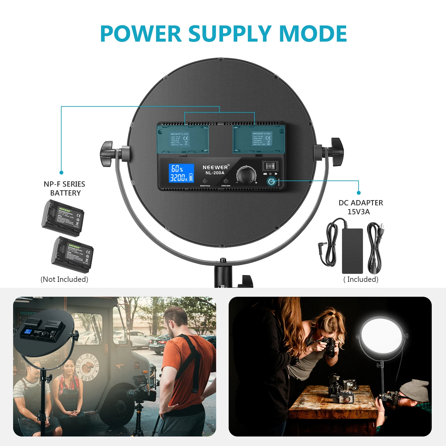 Neewer 10.6" Round LED Video Light Panel with 2.4G Wireless Remote, Ultra Thin 30W 3200K-5600K Bi-Color Dimmable LED Soft Light
Neewer 10.6" Round LED Video Light Panel with 2.4G Wireless Remote, Ultra Thin 30W 3200K-5600K Bi-Color Dimmable LED Soft Light