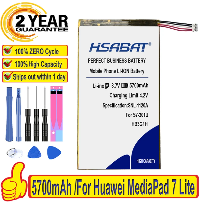 Аккумулятор HSABAT 5700 мАч для Huawei MediaPad 7 Lite s7-301u T-Mobile Springboard 301 Вт 302 303(7 дюймов) 701 931 HB3G1H
