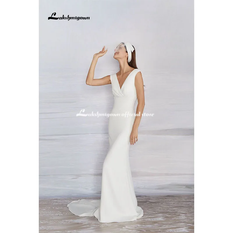 Simple Stain V-neck Mermaid Wedding Dresses 2020 Boho Bridal Gowns Backless White Vestido de noiva Plus size Customized
Simple Stain V-neck Mermaid Wedding Dresses 2020 Boho Bridal Gowns Backless White Vestido de noiva Plus size Customized