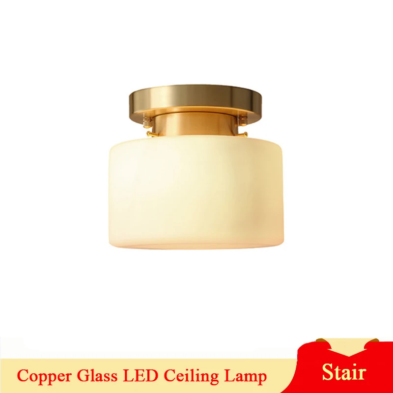 Copper Glass Lampshade LED Ceiling Lights Simple Bedroom Stair Entrance E27 Deco Hanglamp
Copper Glass Lampshade LED Ceiling Lights Simple Bedroom Stair Entrance E27 Deco Hanglamp