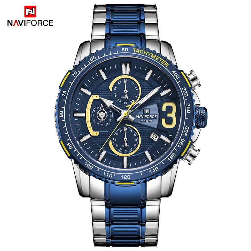 NAVIFORCE Men Watch Date Sport Man Wristwatch Top Brand Luxury Blue Military Chronograph Stainless Steel Quartz Male Clock 8017
NAVIFORCE Men Watch Date Sport Man Wristwatch Top Brand Luxury Blue Military Chronograph Stainless Steel Quartz Male Clock 8017