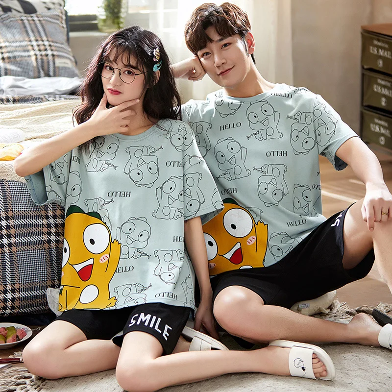 Cute Cartoon Print Summer Pajamas Cotton Couple Short Sleeve Pajamas Set Men Outdoor Loungewear Korean Plus Size Women Sleepwear
Cute Cartoon Print Summer Pajamas Cotton Couple Short Sleeve Pajamas Set Men Outdoor Loungewear Korean Plus Size Women Sleepwear