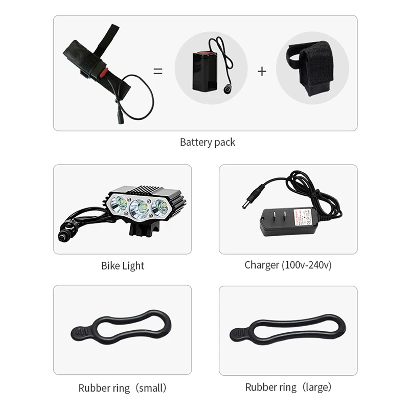 Super Bright Bicycle Front Light 3xT6 LED Outdoor MTB Road Bike Headlight Waterproof Safe Cycling Lamp With Battery Pack 
Super Bright Bicycle Front Light 3xT6 LED Outdoor MTB Road Bike Headlight Waterproof Safe Cycling Lamp With Battery Pack