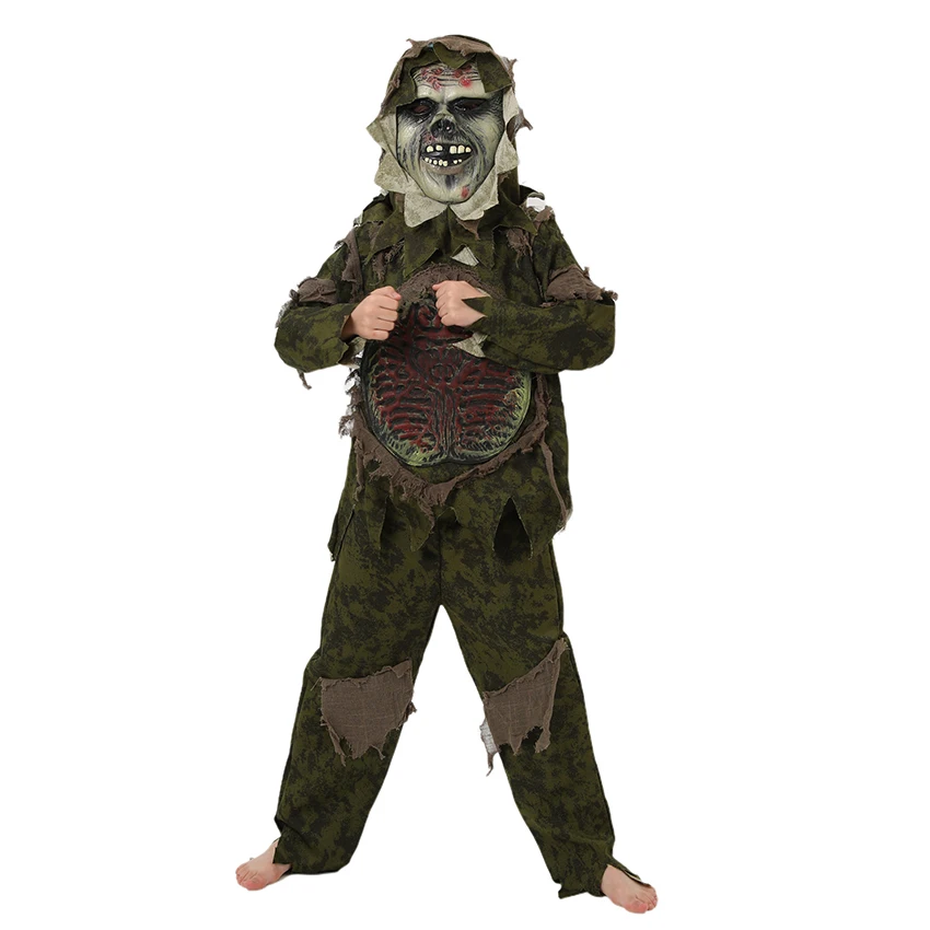 

Swamp Monster Thing Halloween Scary Terror Carnival Cosplay Costumes for Kids Horrible Viscera Clothing Ghost Zombie Camouflage