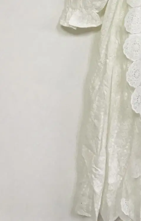 Женское платье из чистого хлопка, белое ажурное платье с цветочной вышивкой и цепочкой в дворцовом стиле на талии, весна-лето 2020 
Женское платье из чистого хлопка, белое ажурное платье с цветочной вышивкой и цепочкой в дворцовом стиле на талии, весна-лето 2020