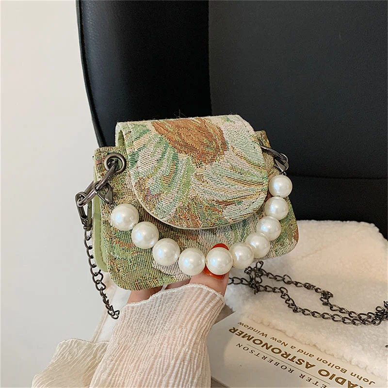Cute Small Bag Canvas Shoulder Bags Fashion Kawaii Monet's Water Lilies Oil Painting Pearl Chain Bags Handbags For Women
Cute Small Bag Canvas Shoulder Bags Fashion Kawaii Monet's Water Lilies Oil Painting Pearl Chain Bags Handbags For Women