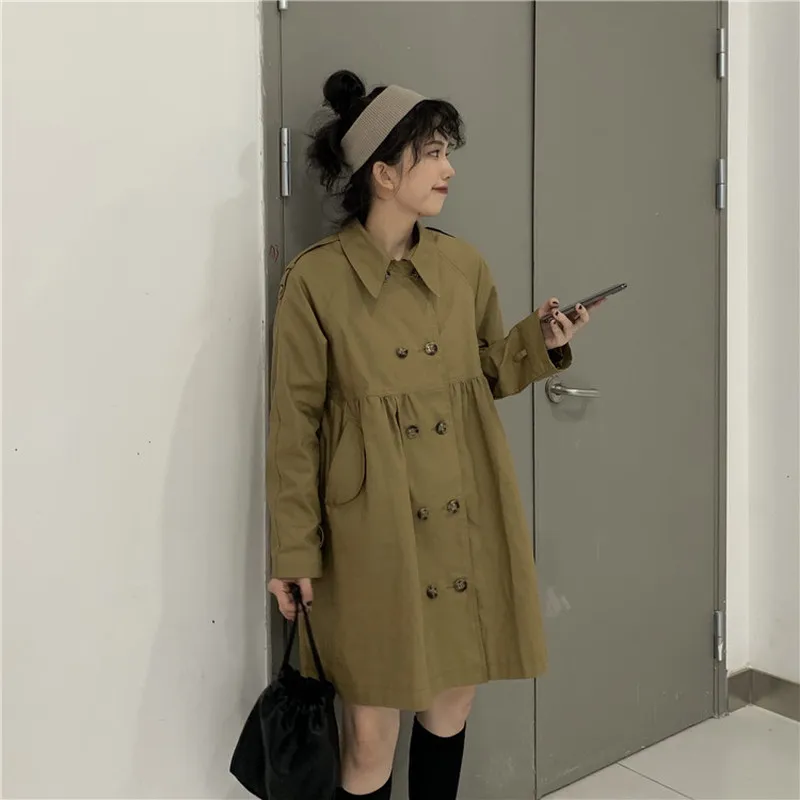 Vintage Turn-down Collar Trench-coat Women Autumn Double-Breasted Casual Khaki Long-coat Streetwear Loose Hip Hop Windbreaker
Vintage Turn-down Collar Trench-coat Women Autumn Double-Breasted Casual Khaki Long-coat Streetwear Loose Hip Hop Windbreaker