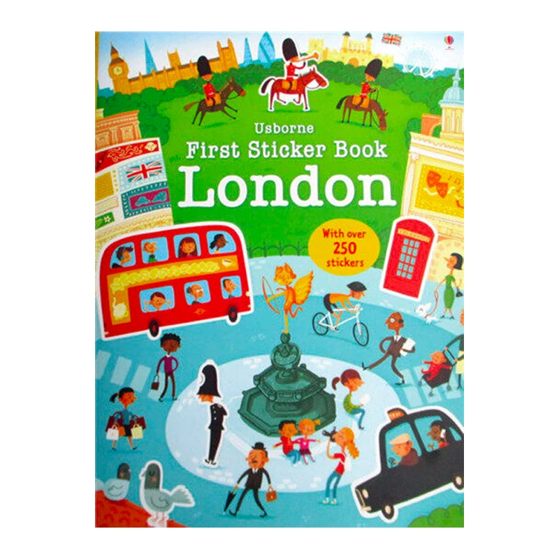 Оригинальная детская популярная книга с наклейками от Usborne, Лондонская раскраска, английская история активности, книга с картинками