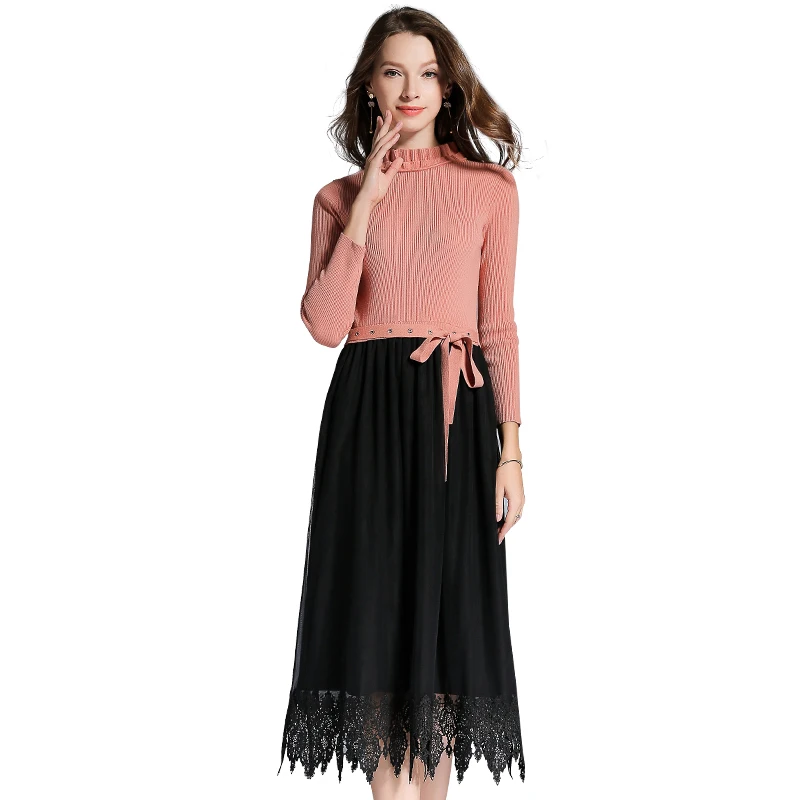 Long High Quality Sweater Dress 2021 Spring Autumn Knitted Dress Women Black Lace Mesh Patchwork Long Sleeve Party Casual Dress
Long High Quality Sweater Dress 2021 Spring Autumn Knitted Dress Women Black Lace Mesh Patchwork Long Sleeve Party Casual Dress
