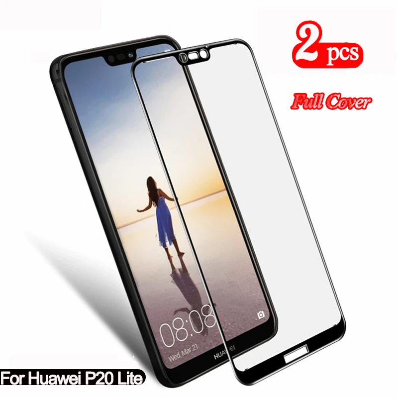 Защитное стекло для экрана смартфона Huawei P20/Lite/Pro 2 шт черный/белый цвет|Защитные