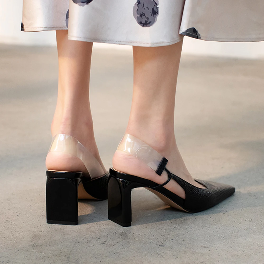 ISNOM Women Slingbacks Sandal Block High Heels Shoes Lizard Pattern Shoes Transparent Pvc Strap Sandals Female Summer Shoes 2021
ISNOM Women Slingbacks Sandal Block High Heels Shoes Lizard Pattern Shoes Transparent Pvc Strap Sandals Female Summer Shoes 2021