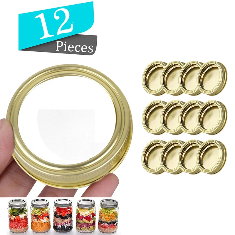 12 Gold Mason Jar Canning Lids Rust Resistant Replacement Screw Bands Rings 
12 Gold Mason Jar Canning Lids Rust Resistant Replacement Screw Bands Rings