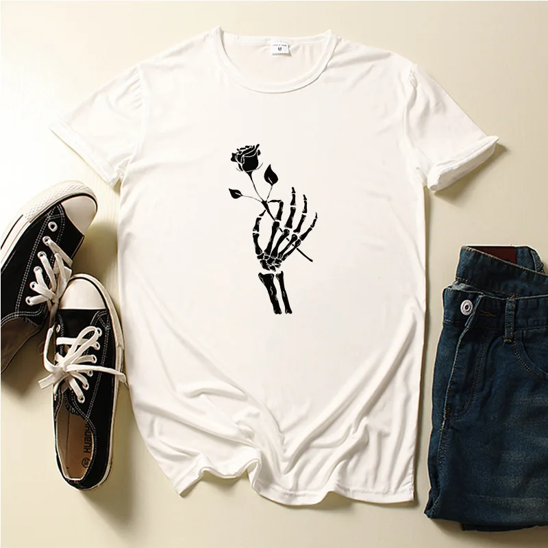 Skeleton Hand Rose Print Women T Shirt Short Sleeve O Neck Loose Women Tshirt Ladies Tee Shirt Tops Clothes Camisetas Mujer
Skeleton Hand Rose Print Women T Shirt Short Sleeve O Neck Loose Women Tshirt Ladies Tee Shirt Tops Clothes Camisetas Mujer