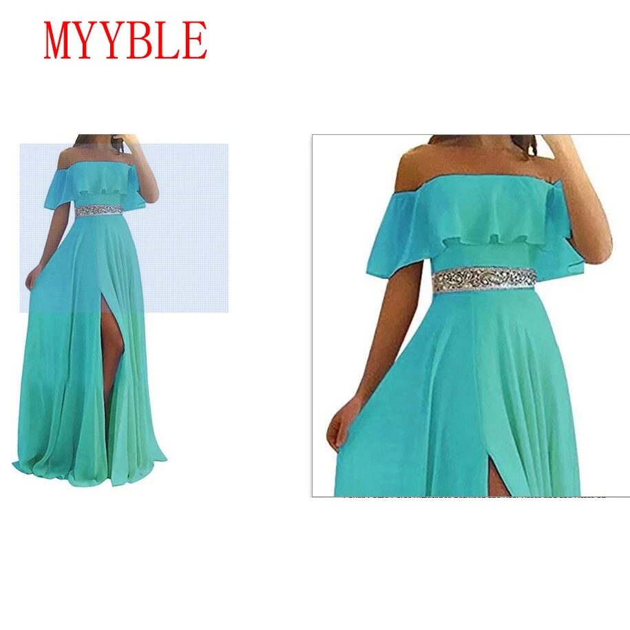 MYYBLE Light Blue Prom Dresses 2021 Beaded Belt Side Split Party Dress Strapless Off The Shoulder A-Line Chiffon Formal Gowns
MYYBLE Light Blue Prom Dresses 2021 Beaded Belt Side Split Party Dress Strapless Off The Shoulder A-Line Chiffon Formal Gowns