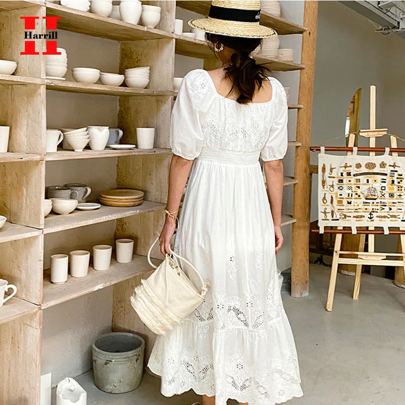 Hollow Mid-Calf Dresses Female Sweet A-Line Dress Summer Women Clothes Solid Color Square Collar Summer Dress Ladies Sundresses
Hollow Mid-Calf Dresses Female Sweet A-Line Dress Summer Women Clothes Solid Color Square Collar Summer Dress Ladies Sundresses