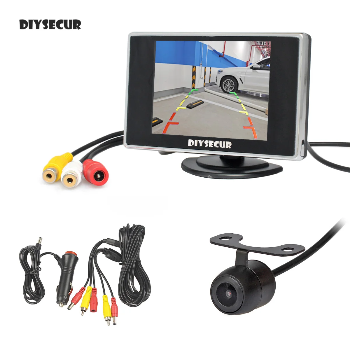 

DIYSECUR Wired 3.5" TFT LCD Car Monitor Rear View Camera Kit Reversing Camera Parking Assistance System Easy Connect