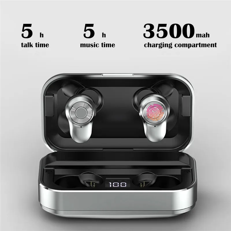 Bluetooth Earphones 5.0 Noise reduction Wireless Headphones Sport Touch Earbuds With Charge Box 3500 mAh Battery For Smart Phone |
