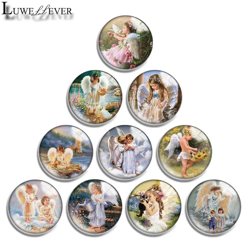 

12mm 14mm 16mm 20mm 25mm 30mm 654 Angel Baby Mix Round Glass Cabochon Jewelry Finding 18mm Snap Button Charm Bracelet