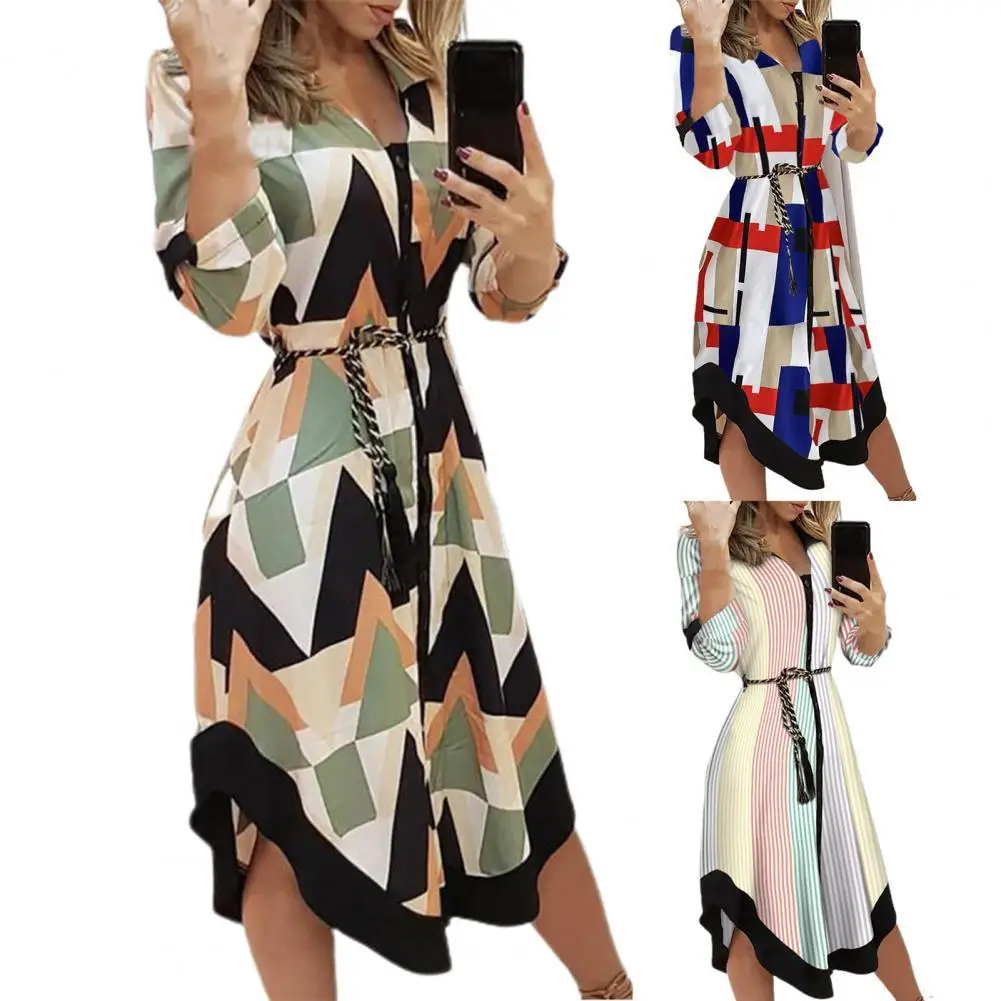 Hot Sale Midi Dress Long Sleeve V-neck Cloth Summer Turn-down Collar Dress for Party
Hot Sale Midi Dress Long Sleeve V-neck Cloth Summer Turn-down Collar Dress for Party