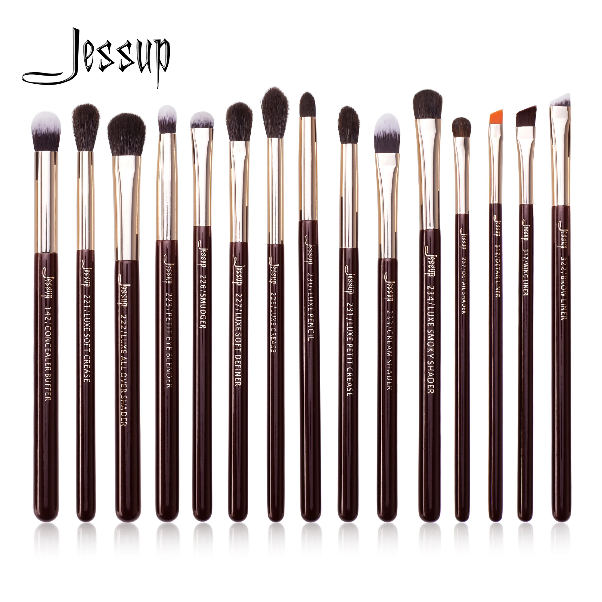 

Jessup Makeup Brushes Set 15pcs Professional Eye Shadow Makeup Brush Kits Eyeshadow Eyeliner Blending Eyebrow Goat Hair