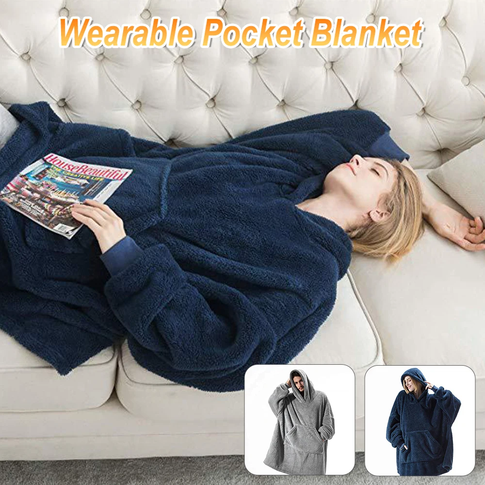 New Winter Warm Hooded Deken Blankets Sofa Coral Fleece Hoodie Blanket Adults Bathrobe Weighted Blanket with Sleeves Outwears
New Winter Warm Hooded Deken Blankets Sofa Coral Fleece Hoodie Blanket Adults Bathrobe Weighted Blanket with Sleeves Outwears