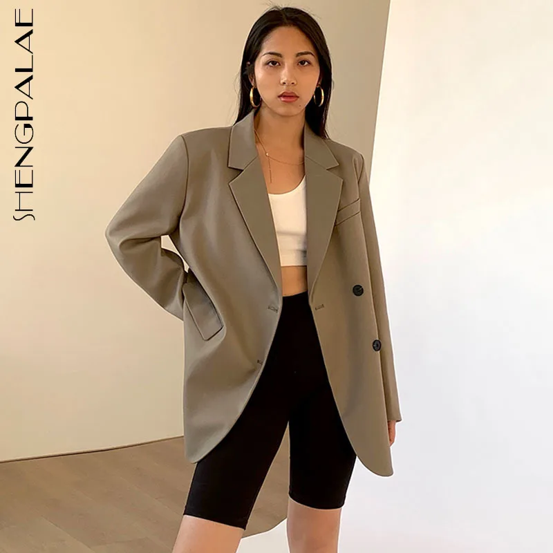 SHENGPALAE Fashion Solid Color Blazer Women's Autumn 2021 New Notched Loose Double Buckles Long Sleeve Suit Jacket Female Tide
SHENGPALAE Fashion Solid Color Blazer Women's Autumn 2021 New Notched Loose Double Buckles Long Sleeve Suit Jacket Female Tide