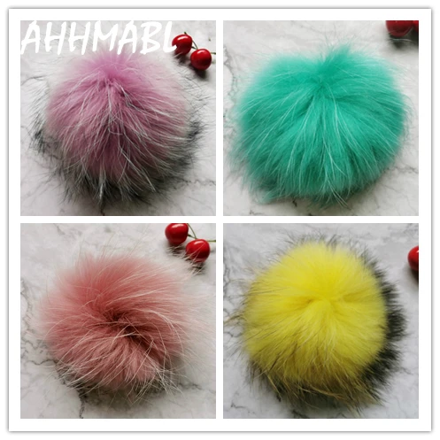 

2022 New Color 15cm DIY Real Fox Fur Pompoms Raccoon Fur Pom Poms Balls Natural Fur Pompon Tassels For Hats Bags Shoes Scarves