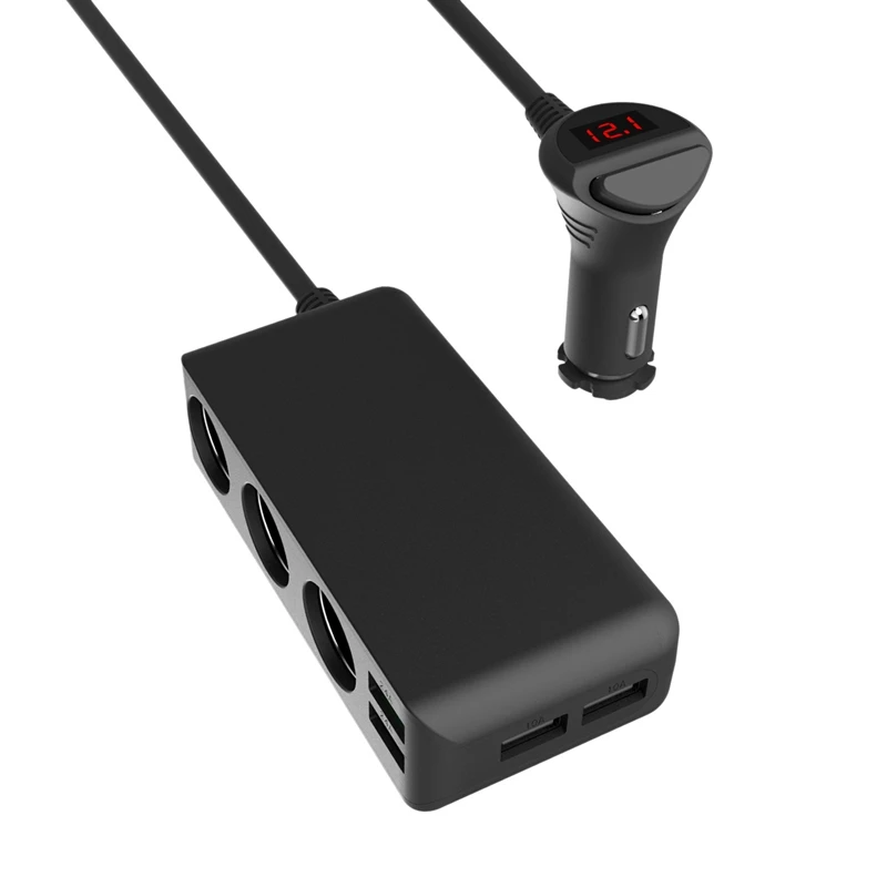 Car Charger Splitter 120W 12V/24V 3-Socket Car Power DC Outlet Splitter LED Voltmeter Power Switch with 4 USB Ports
Car Charger Splitter 120W 12V/24V 3-Socket Car Power DC Outlet Splitter LED Voltmeter Power Switch with 4 USB Ports