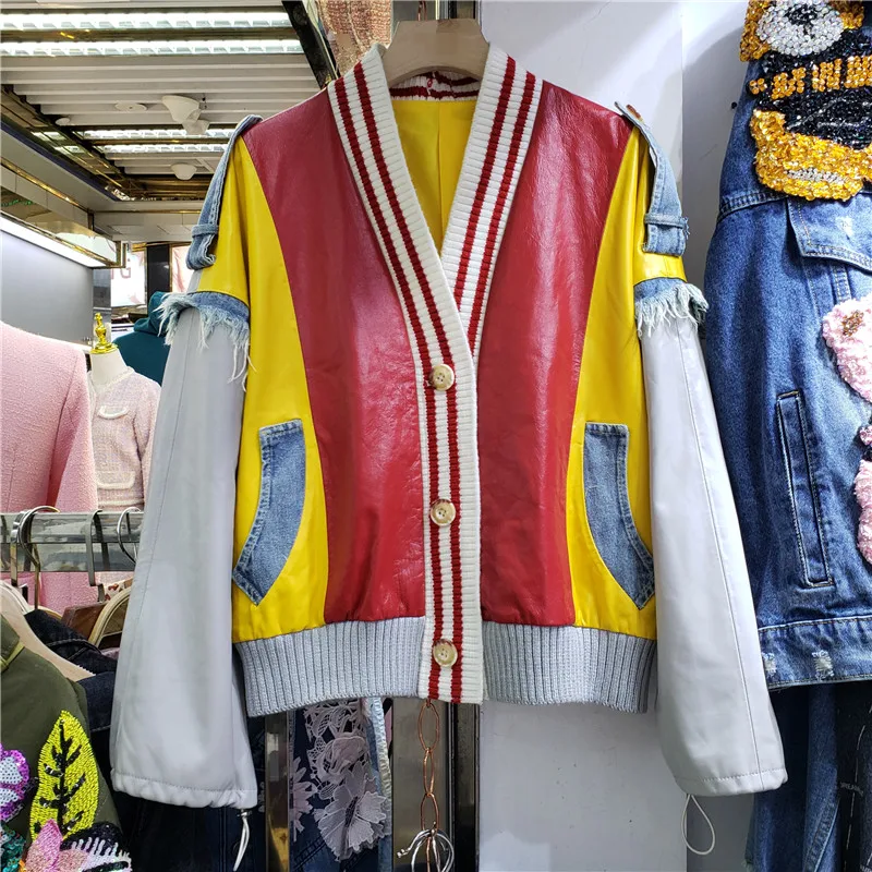 Европейская станция, осень 2021, новинка, свободная повседневная короткая куртка из искусственной кожи с длинными рукавами и контрастной джи... 
Европейская станция, осень 2021, новинка, свободная повседневная короткая куртка из искусственной кожи с длинными рукавами и контрастной джи...