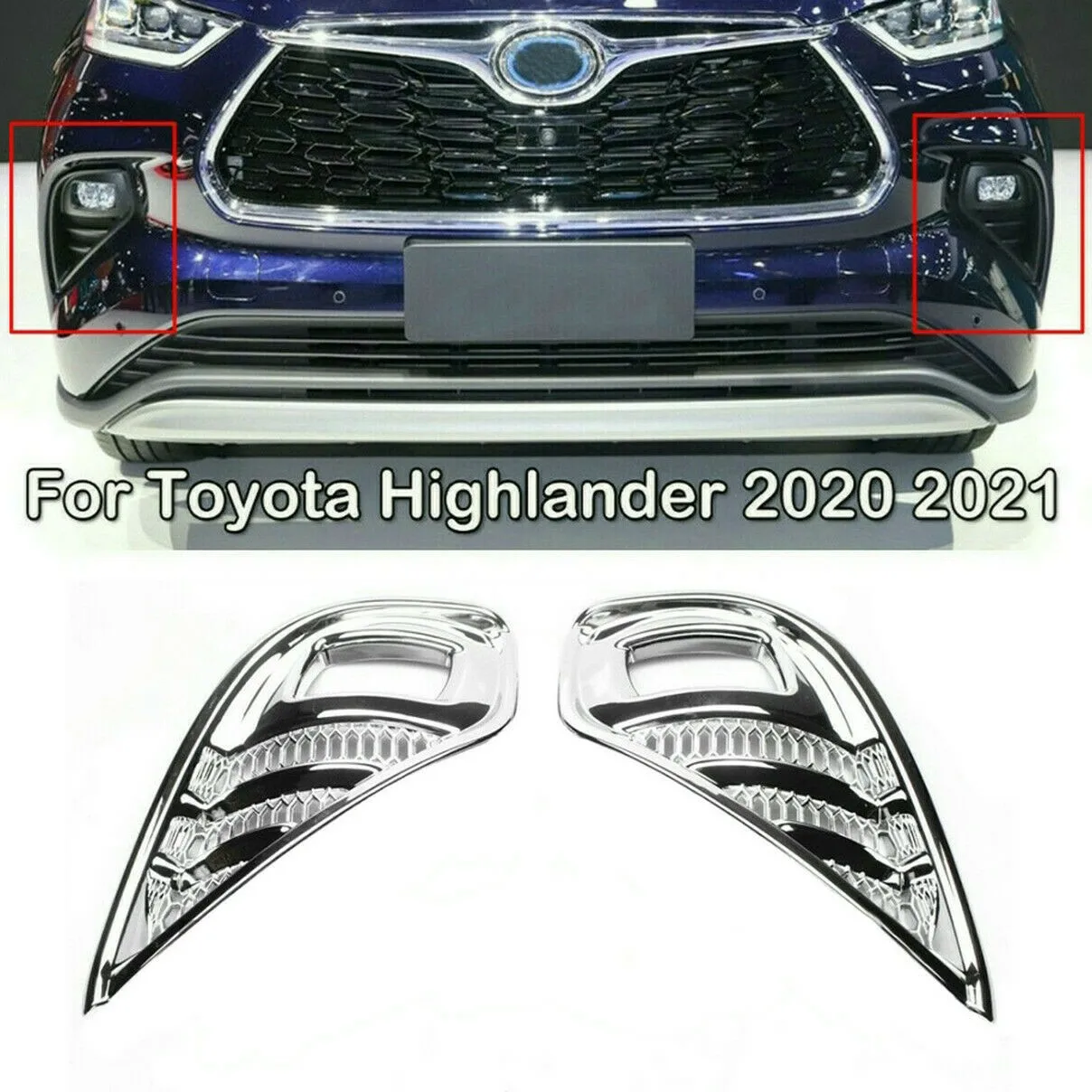 Хромированный бампер для Toyota Highlander 2020-2022, левый и правый противотумансветильник, 2 шт., декоративные аксессуары для автомобилей
Хромированный бампер для Toyota Highlander 2020-2022, левый и правый противотумансветильник, 2 шт., декоративные аксессуары для автомобилей