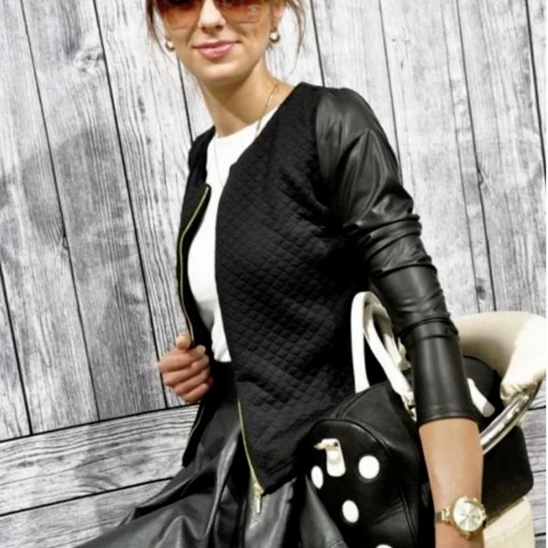 528Jacket Women Zipper Short Leather Jackets Coat Autumn Puff Sleeve Black Outwear Coat Elegant Slim Jacket 
528Jacket Women Zipper Short Leather Jackets Coat Autumn Puff Sleeve Black Outwear Coat Elegant Slim Jacket