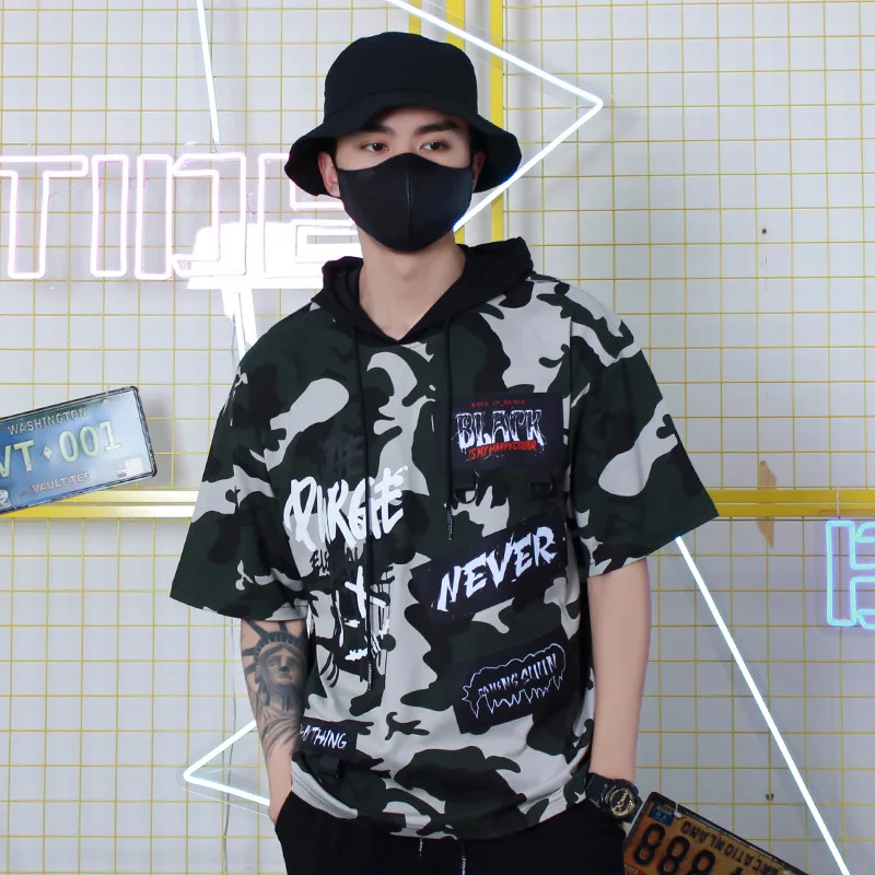 2021 Summer New Street Hip-Hop INS Camouflage Tide Brand Men's Casual T-Shirt Comfortable Loose Wild Casual Hooded T-Shirt
2021 Summer New Street Hip-Hop INS Camouflage Tide Brand Men's Casual T-Shirt Comfortable Loose Wild Casual Hooded T-Shirt