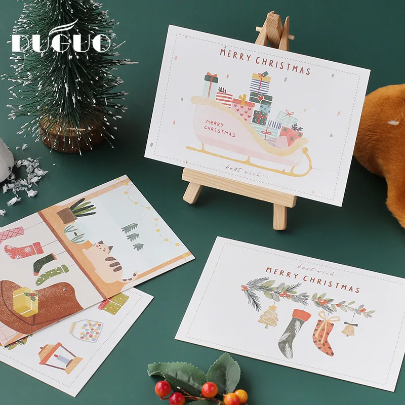 DUGUO милые канцелярские принадлежности в коробке открытка Рождество Маленькая
