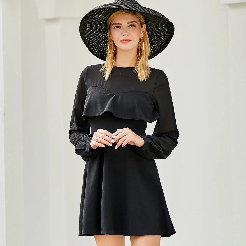 A-Line Women Black Ruffle Dress Long Sleeve Short Dress Summer Sundresses Spring Dresses 2020 See Through Sexy Dress Mini Dress
A-Line Women Black Ruffle Dress Long Sleeve Short Dress Summer Sundresses Spring Dresses 2020 See Through Sexy Dress Mini Dress