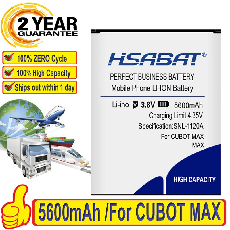 100% Оригинальный аккумулятор HSABAT 5600mAh для CUBOT MAX|Аккумуляторы мобильных телефонов|