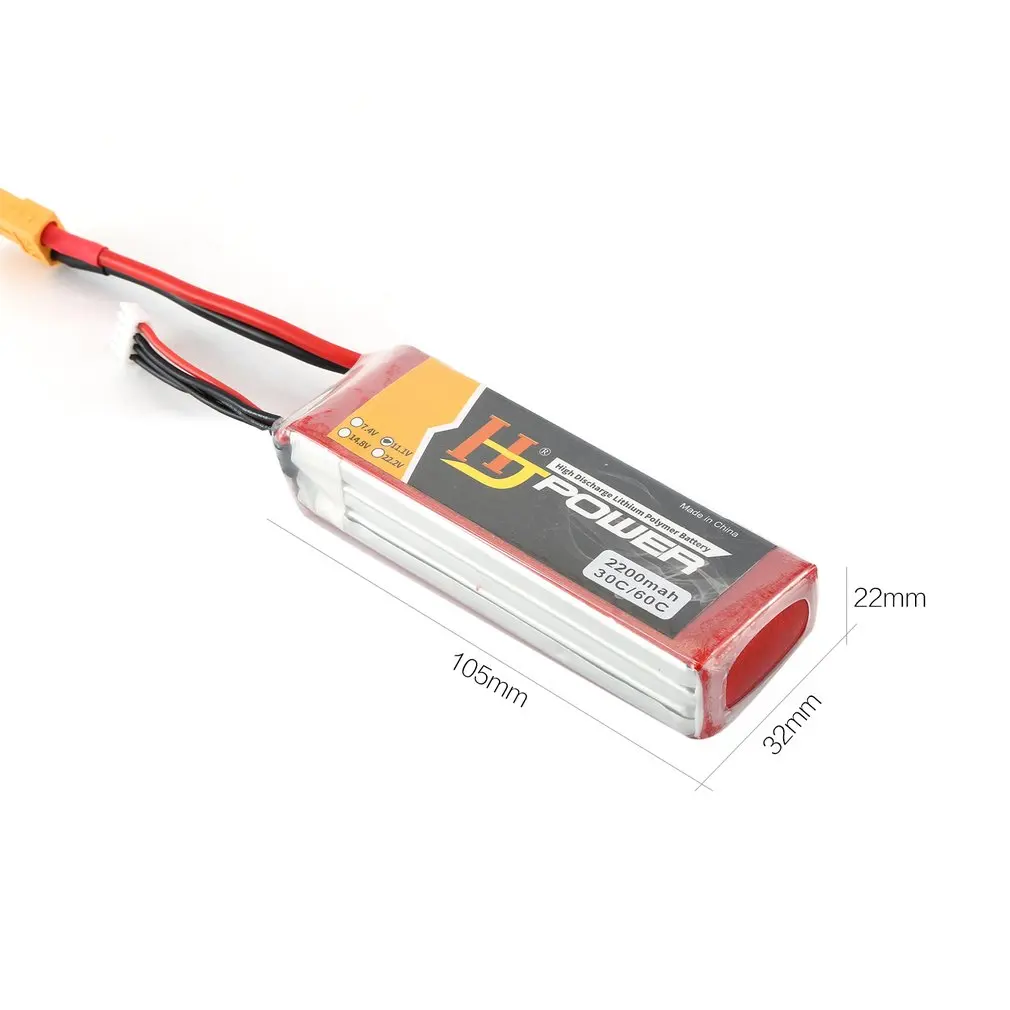 HJ 11.1V 2200MAH 70C 3S Lipo Battery XT60 Plug Rechargeable for RC Racing Drone Helicopter Car Boat Model
HJ 11.1V 2200MAH 70C 3S Lipo Battery XT60 Plug Rechargeable for RC Racing Drone Helicopter Car Boat Model