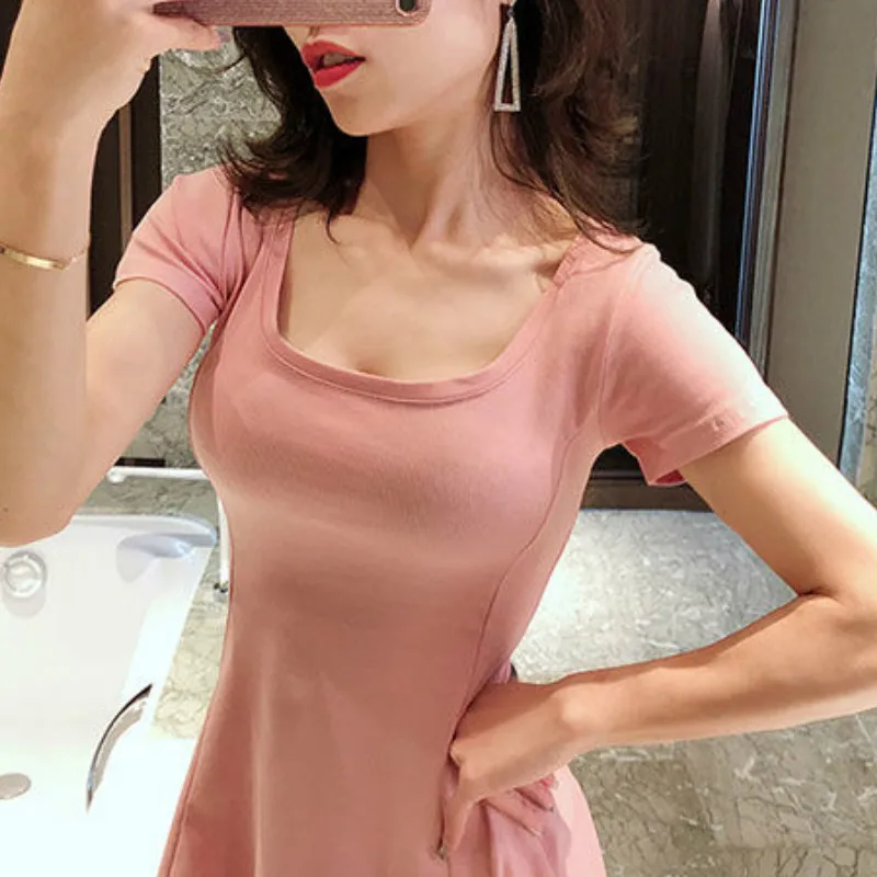Dress Women Solid Ruffles Sexy Lady Skinny Stretchy Mini Dresses Female Clothing A-line Slim Beach Trendy Cute Girls New 
Dress Women Solid Ruffles Sexy Lady Skinny Stretchy Mini Dresses Female Clothing A-line Slim Beach Trendy Cute Girls New