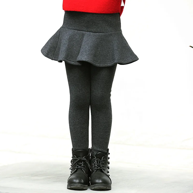 Зимняя флисовая Плотная юбка-штаны детские большие хлопковые брюки для