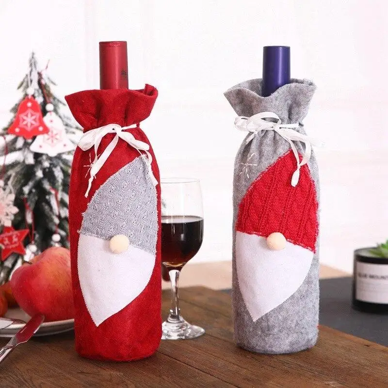 

Рождественские украшения для дома Чехол для бутылки вина мешок Санта Подарочный Рождественский чулок сумки к Рождеству и Новому году вечер...