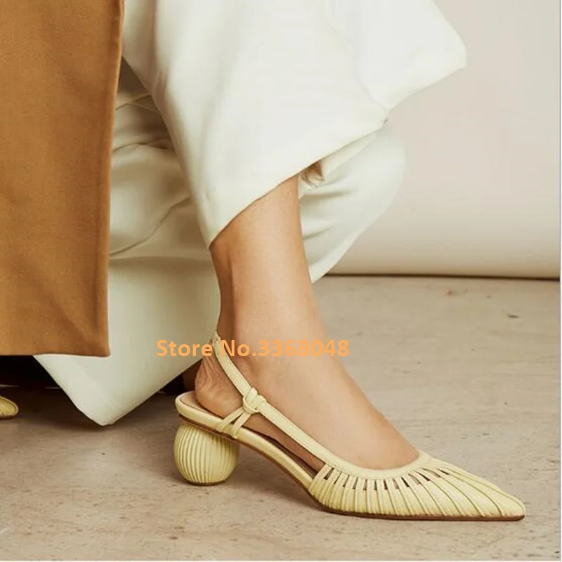 Medium Heel Hollow Elegant Shoes Strange Style Round Ball Heel Slingback Sexy Office Ladies Pumps Narrow Strap Romam Sandals
Medium Heel Hollow Elegant Shoes Strange Style Round Ball Heel Slingback Sexy Office Ladies Pumps Narrow Strap Romam Sandals