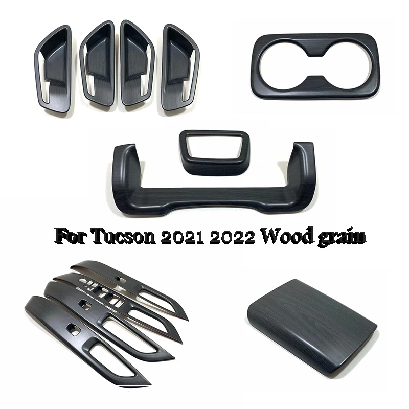 

For Hyundai Tucson NX4 2021 2022 ABS Wood grain Car Armrest Window Lift Gear Shift AC Vent Steering Wheel Headlight Accessories