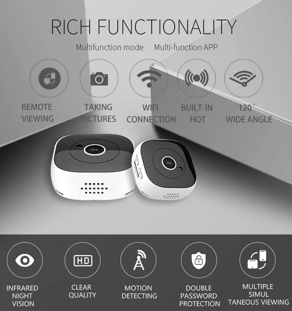 New HD 1080P H9 Mini WIFI Camera Wireless Smartphone Application Infrared Mini Camera CCTV Security Remote Monitoring Camera
New HD 1080P H9 Mini WIFI Camera Wireless Smartphone Application Infrared Mini Camera CCTV Security Remote Monitoring Camera