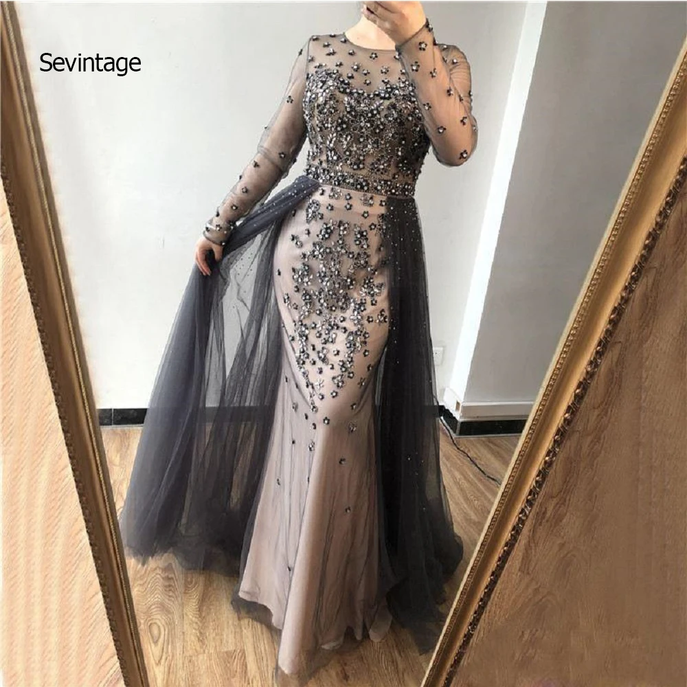 Женское вечернее платье Sevintage, серое прозрачное платье с длинными рукавами и блестящими кристаллами, для выпускного вечера
Женское вечернее платье Sevintage, серое прозрачное платье с длинными рукавами и блестящими кристаллами, для выпускного вечера